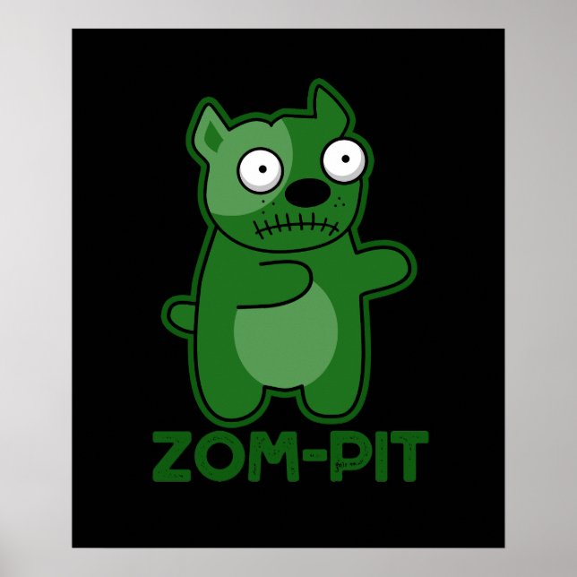 Póster Zom-pit Funny Halloween Zombie Pun Dark BG (Frente)