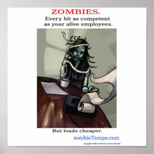 Póster Zombi competente del lugar de trabajo