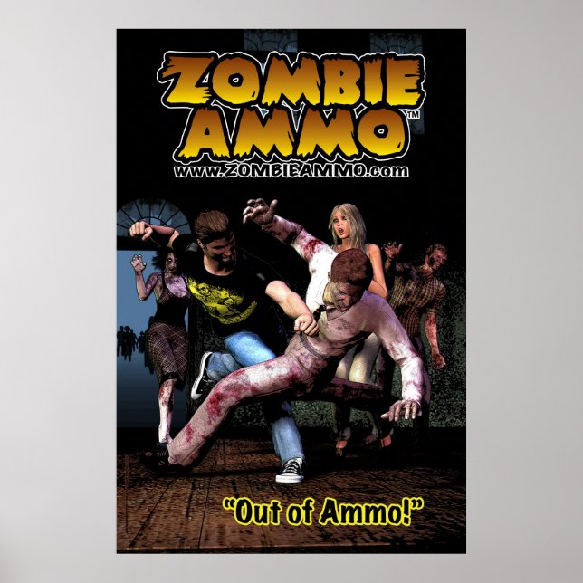 Póster Zombie Ammo™ - "¡Fuera de Ammo!" (Frente)