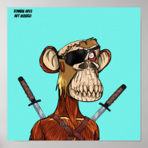 Zombie Ape Ninja #2850 Poster de NFT