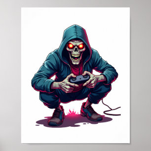 Póster Zombie Gamer - Graciosa camiseta de juego de Hallo