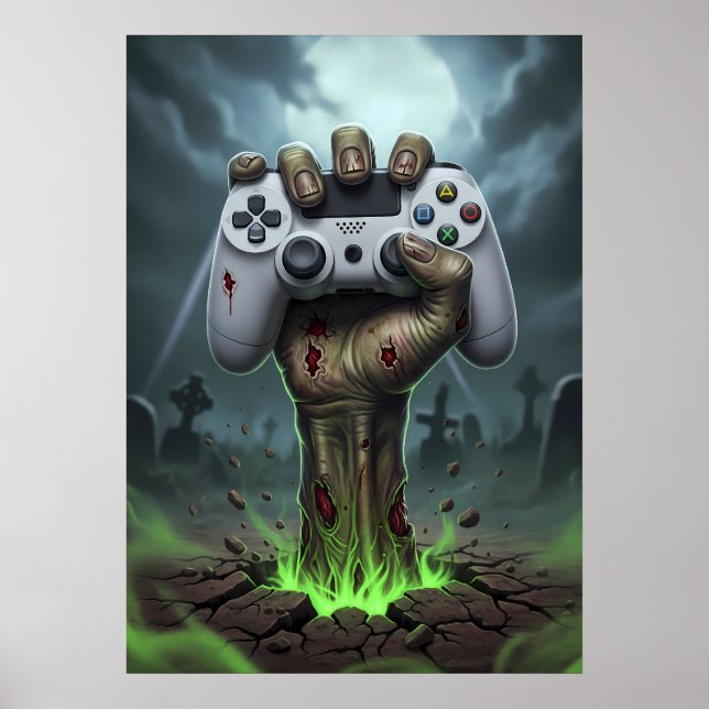 Póster Zombie Gamer Hand - Undead Controller Grip (Frente)