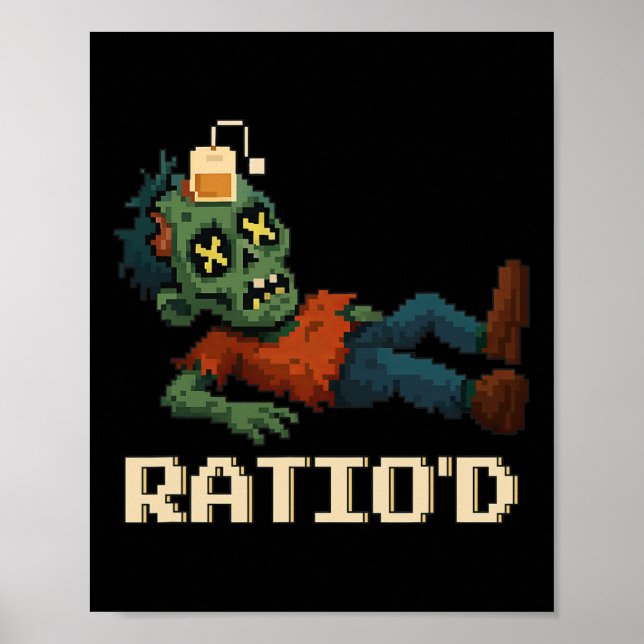 Póster Zombie Gamer Teag Npc pixelado con ratio alto Hall (Frente)