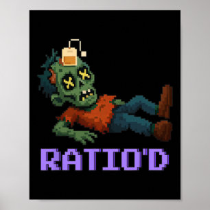 Póster Zombie Gamer Teag Npc pixelado con ratio bajo Hall