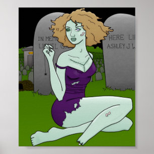 Póster zombie girl print