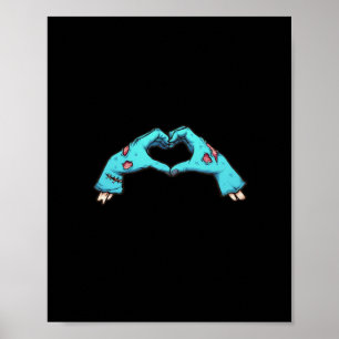 Póster Zombie Hands Heart Halloween Spooky