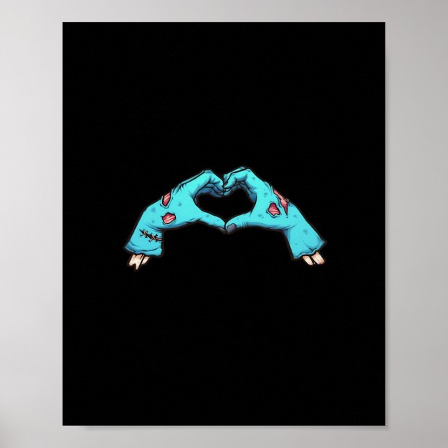 Póster Zombie Hands Heart Halloween Spooky (Frente)
