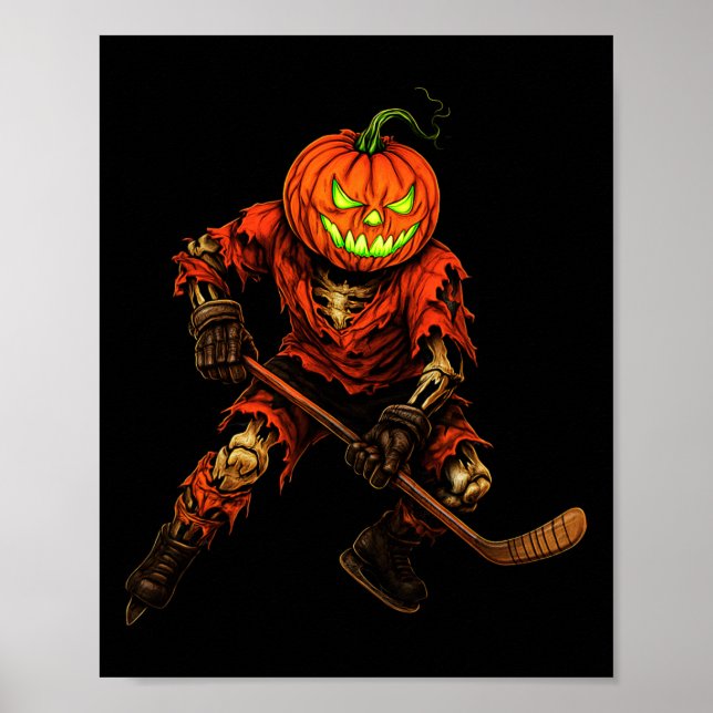 Póster Zombie Hockey Player Costume Skeleton Ice Hockey H (Frente)