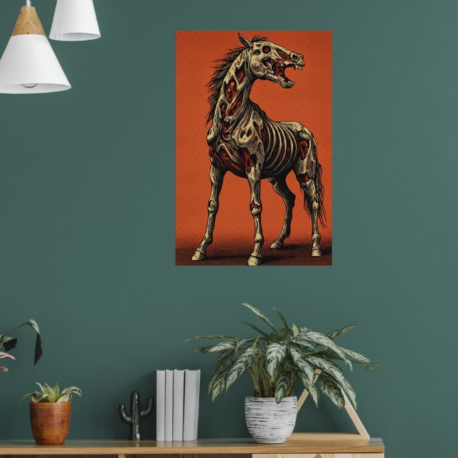 Póster Zombie Horse on Bold Orange Scene (Salón 1)