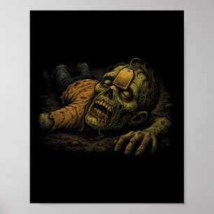 Póster Zombie Npc Teag - Funny Tea G Gamer Meme Halloween
