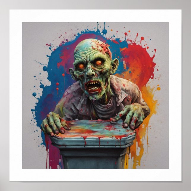 Póster Zombie Posando para el Poster de Halloween calient (Frente)