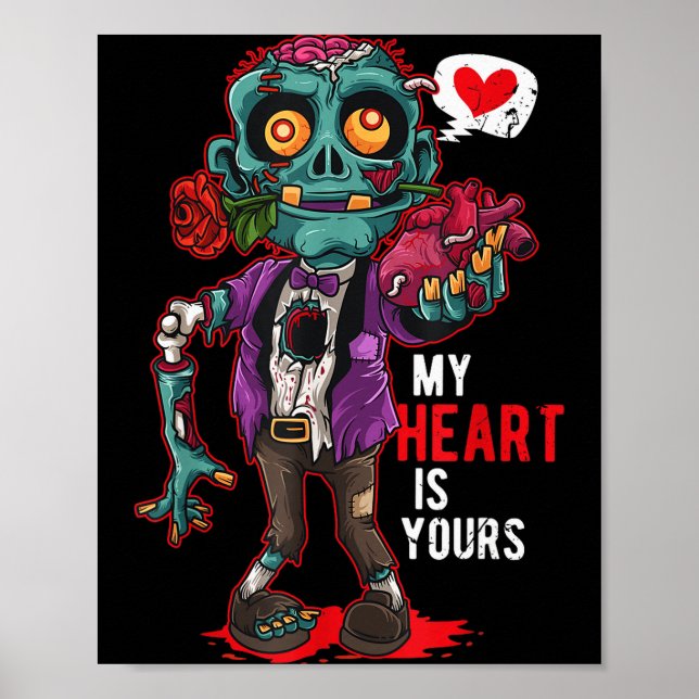 Póster Zombie San Valentín Mi corazón te pertenece  (Frente)