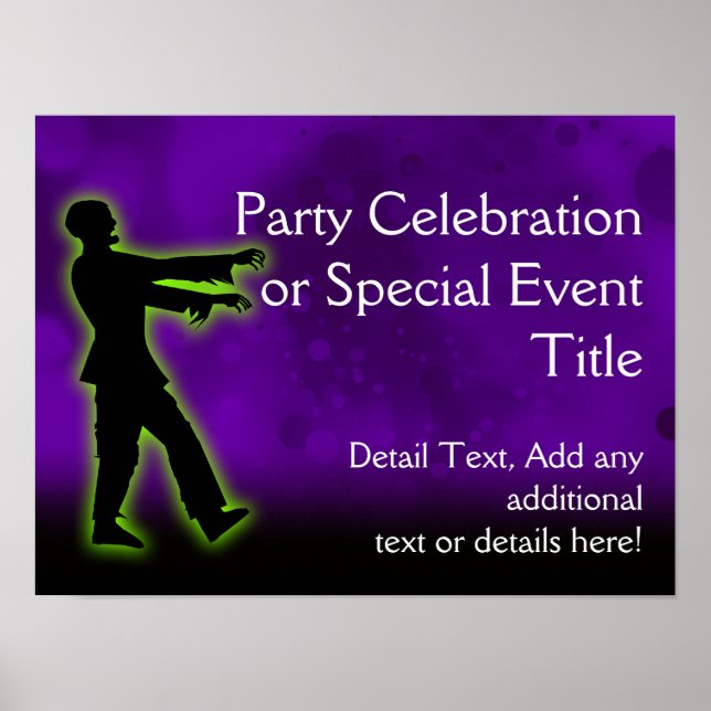 Póster Zombie verde en morado (Frente)