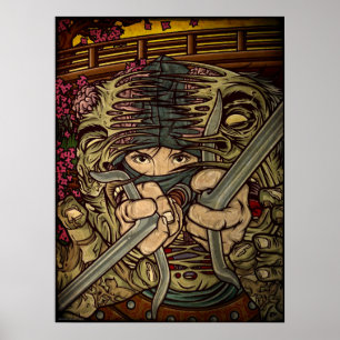 Póster Zombie vs Ninja