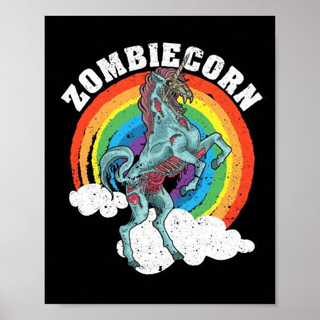 Póster Zombiecorn Zombie Unicorn Lover Halloween Animal (Frente)