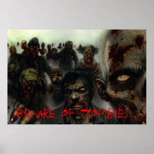 Póster Zombies "Beware of Zombies" Halloween Poster