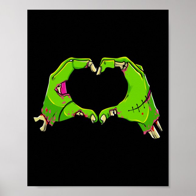 Póster Zombies del Corazón Mensajes Divertidos de Hallowe (Frente)