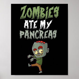 Póster Zombies se comen mi páncreas T1D Tipo 1 Chica de d