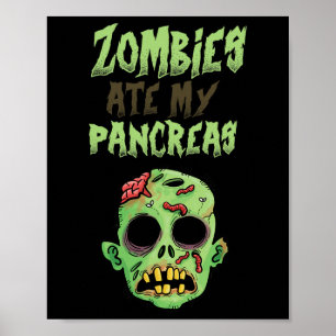 Póster Zombies se comieron mi páncreas T1D tipo 1 mujeres