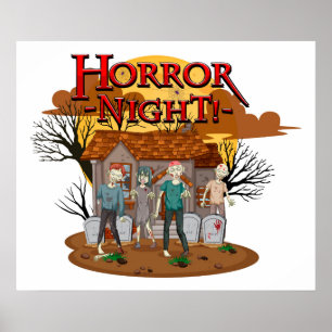 Póster Zombis de Noche de Horror