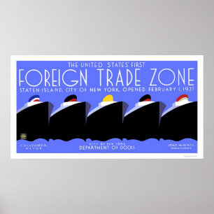 Póster Zona Comercial de Staten Island 1937 WPA