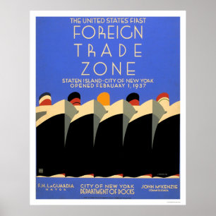 Póster Zona de comercio exterior de NY WPA 1937
