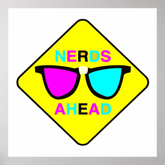 Póster zona de nerds adelante nerds CMYK geek (Frente)