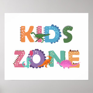 Póster Zona de Niños Dinosaurios