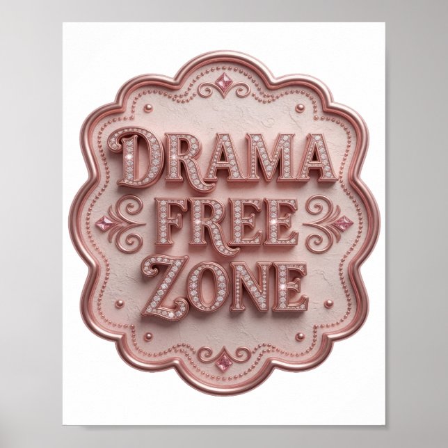 Póster Zona libre de DRAMA rosa de moda (Frente)