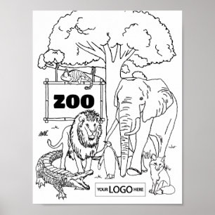 Póster Zoo Art Colocó Art Zoo Cumpleaños Activi