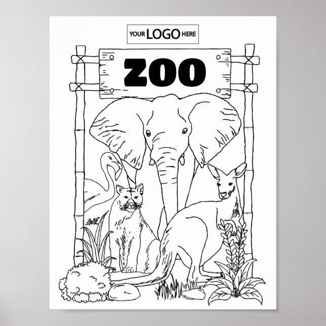 Póster Zoo Art Colocó Art Zoo Cumpleaños Activi (Frente)