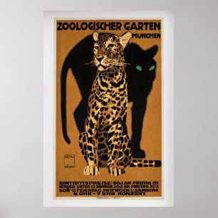 Póster Zoo de Múnich - Leopardo por Ludwig Holwein  Vinta