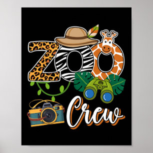 Póster Zoo Giraffe Crew Safari Animal Zoo Keeper Kids Fie