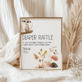 Póster Zoo Safari Animals Baby Shower Diaper Raffle
