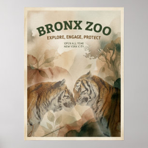 Póster zoológico del Bronx vida silvestre en la ciudad de