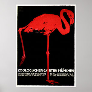 Póster ZOOLOGISCHER GARTEN MUNCHEN Alemán Viaje Vintage