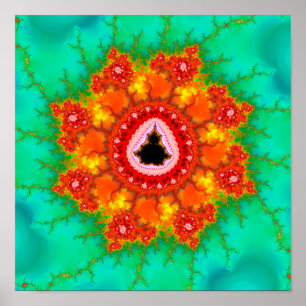 Póster Zoom del conjunto de Mandelbrot naranja