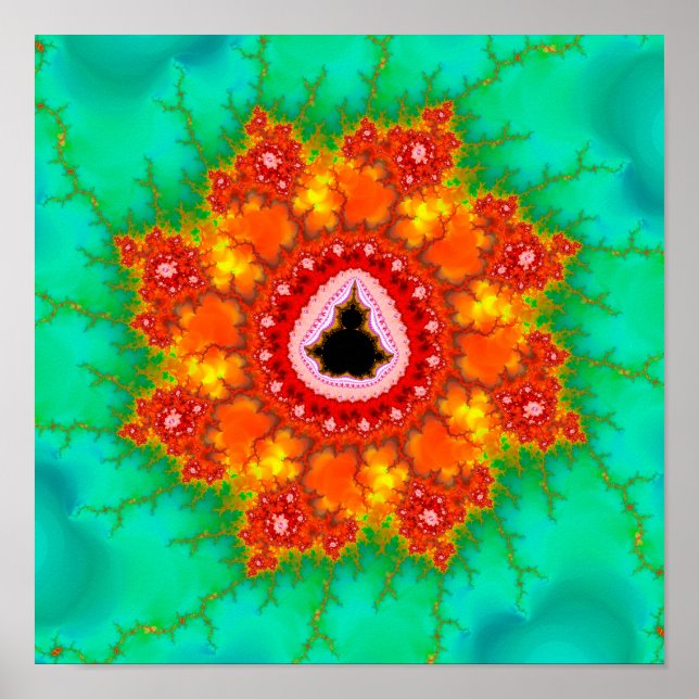 Póster Zoom del conjunto de Mandelbrot naranja (Frente)