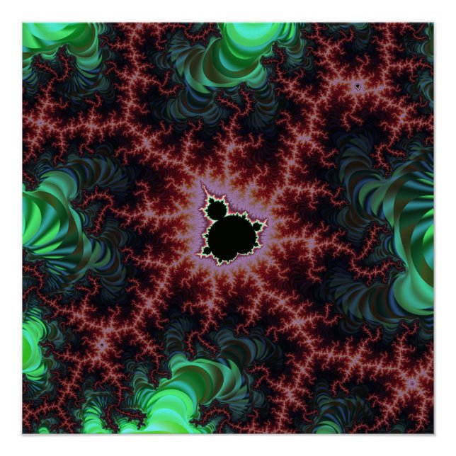 Póster Zoom fractal de cobre y mandelbrot verde (Anverso)
