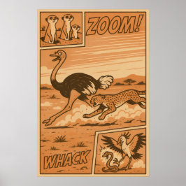 Póster Zoom y Whack - African Savanna Action Comic