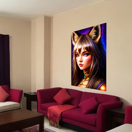 Póster Zoomórfica fresca joven señora con oído de lynx | 