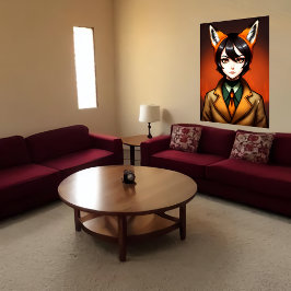 Póster Zoomórficas mujeres jóvenes de pelo negro oreja | 