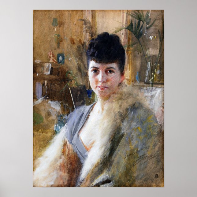 Póster Zorn - Lady With Fur Cape 1887 (Frente)