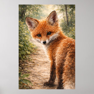Póster Zorrito Rojo, Animal del Bosque