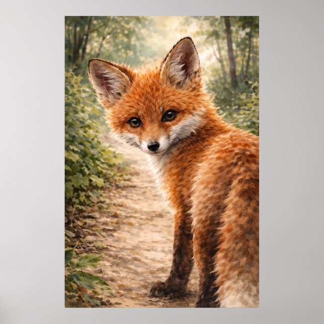 Póster Zorrito Rojo, Animal del Bosque (Frente)