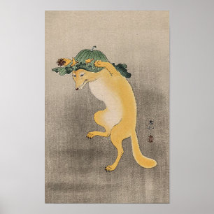 Póster Zorro bailarín vintage con sombrero de hoja de lot
