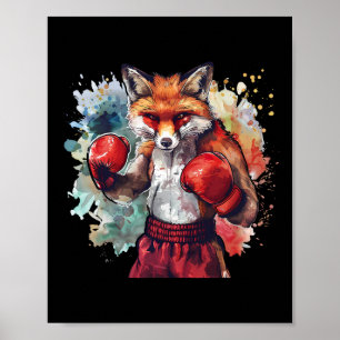 Póster Zorro boxeador con guantes de boxeo kickboxing div
