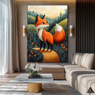 Póster Zorro Curioso en Prado – Fauna Silvestre Caprichos