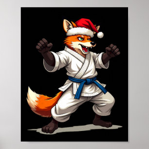 Póster Zorro De Animales Gracioso En Uniforme De Karate P