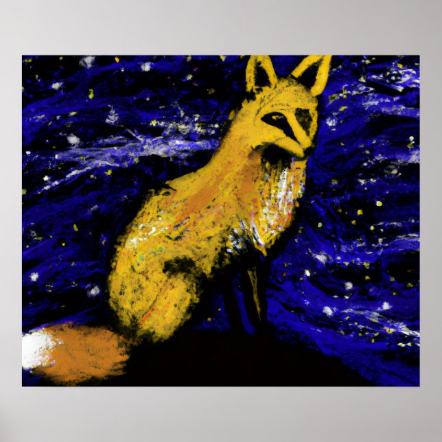 PÓSTER ZORRO DE NOCHE ESTRELLADO I | MIRADA CURIOSA (Frente)